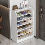 Modern Vertical Wood Hallway Gray 5-Tier Open Shoe Rack Image - 21