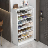 Modern Vertical Wood Hallway Gray 5-Tier Open Shoe Rack Image - 25