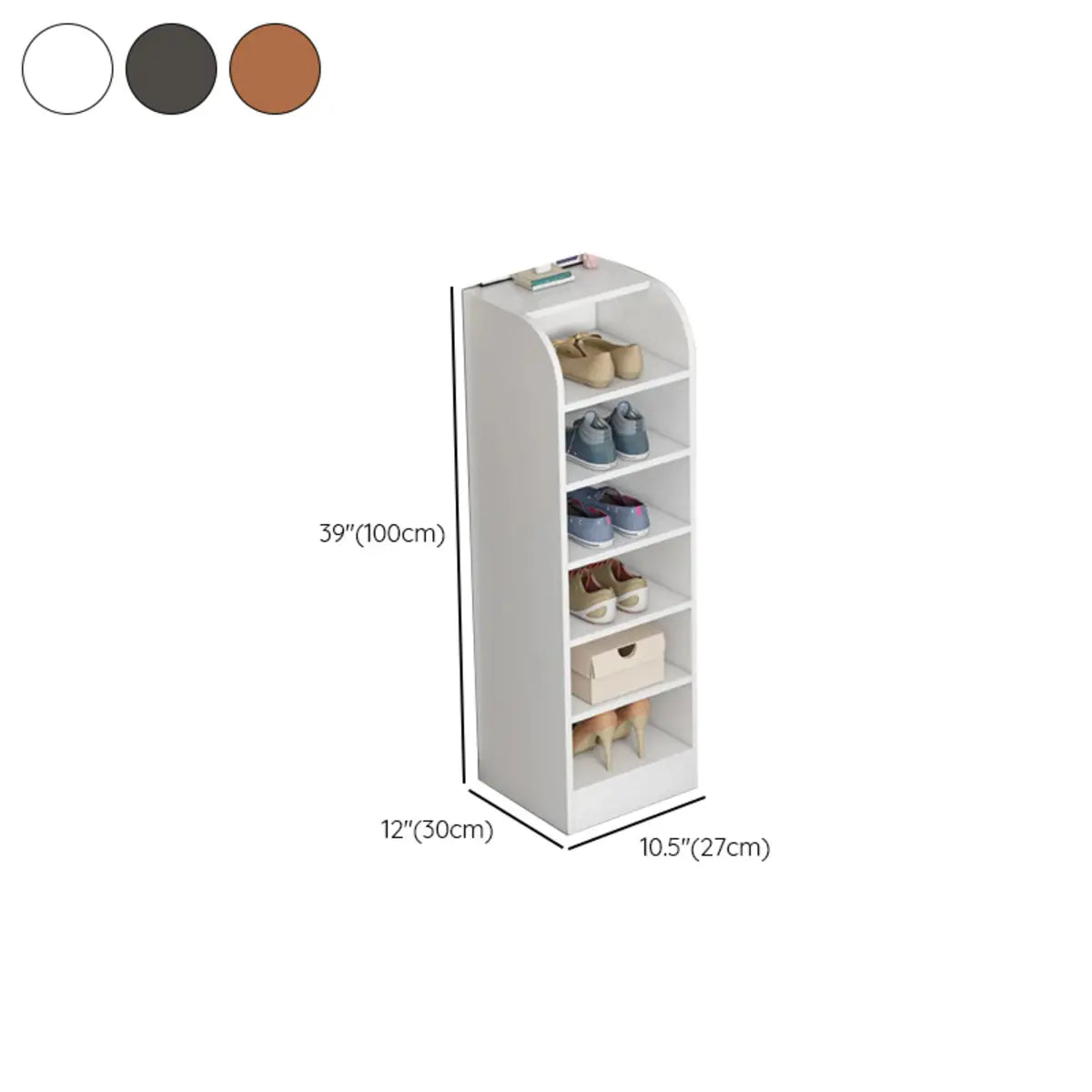 Modern Vertical Wood Hallway Gray 5-Tier Open Shoe Rack Image - 30