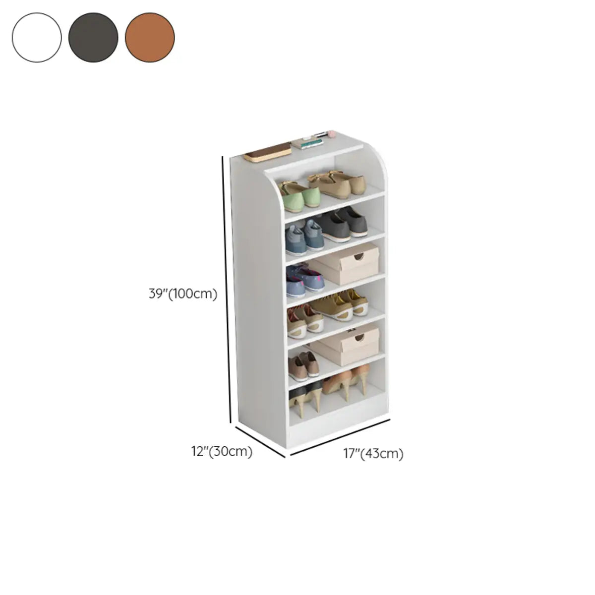 Modern Vertical Wood Hallway Gray 5-Tier Open Shoe Rack Image - 33