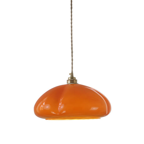 Modern Vibrant Orange Pumpkin Glass Pendant Light  Image - 2