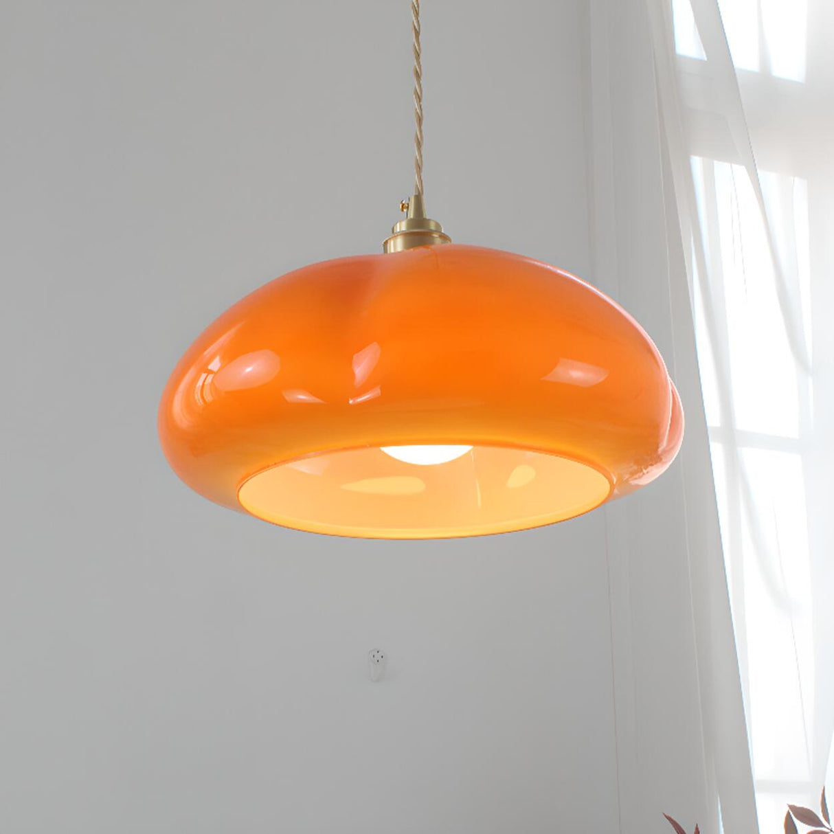 Modern Vibrant Orange Pumpkin Glass Pendant Light  Image - 4