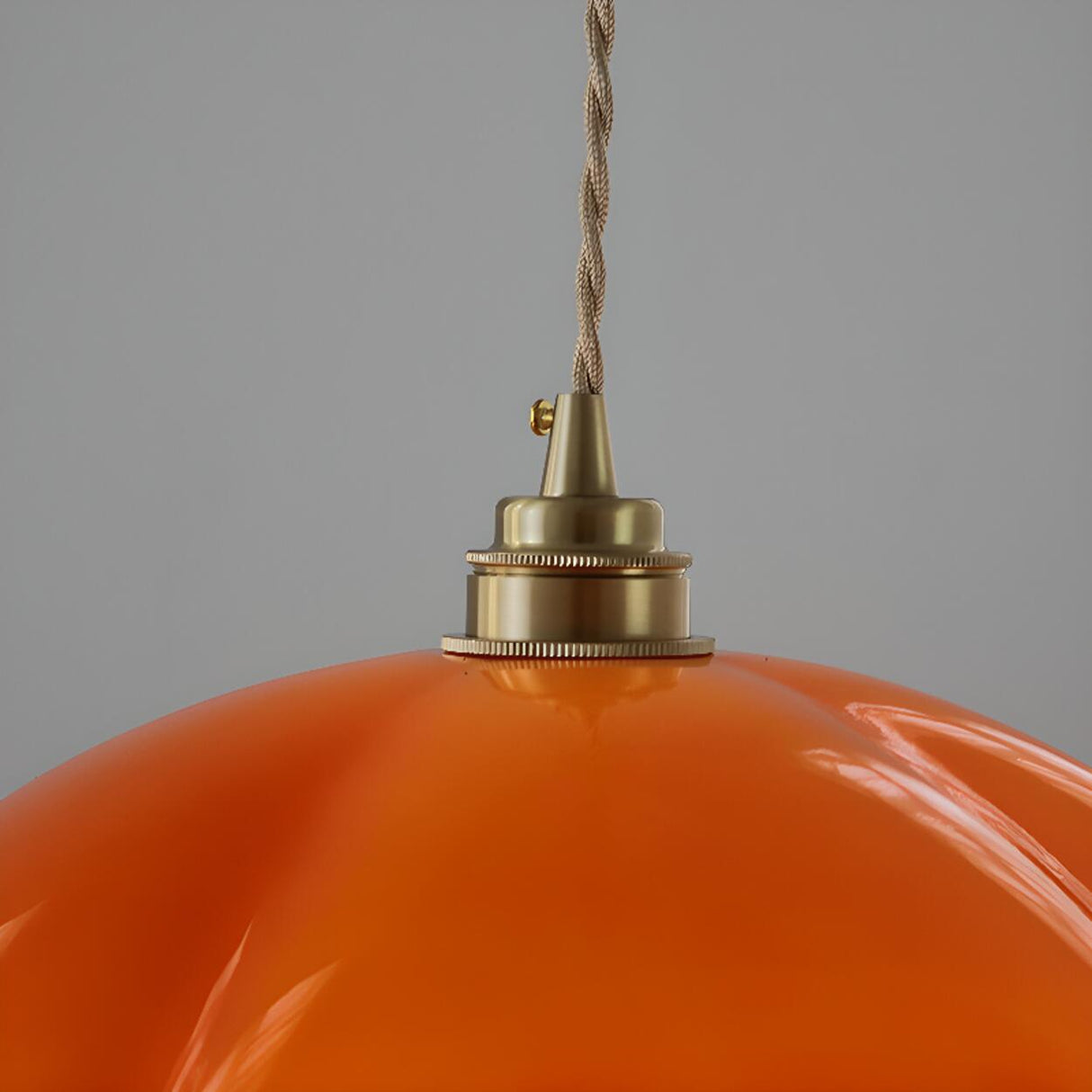 Modern Vibrant Orange Pumpkin Glass Pendant Light  Image - 9