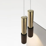 Modern Walnut Solid Wood Bedroom Cylinder Pendant Light  Image - 4