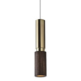 Modern Walnut Solid Wood Bedroom Cylinder Pendant Light  Image - 5