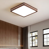 Modern Walnut Square LED Flush Mount Ceiling Light Image - 1