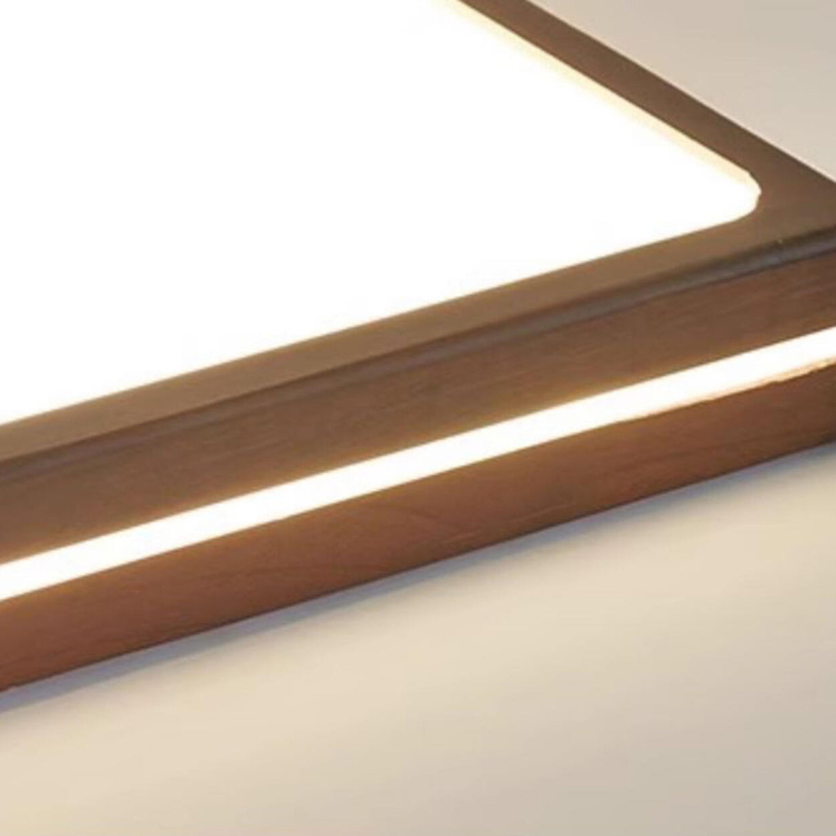 Modern Walnut Square LED Flush Mount Ceiling Light Image - 13