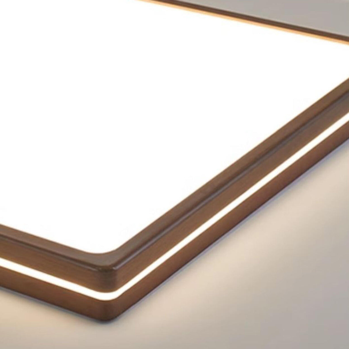 Modern Walnut Square LED Flush Mount Ceiling Light Image - 14