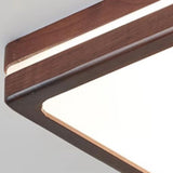 Modern Walnut Square LED Flush Mount Ceiling Light Image - 15