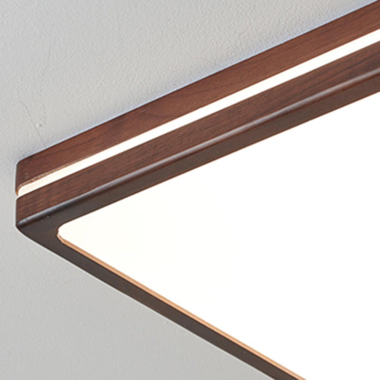 Modern Walnut Square LED Flush Mount Ceiling Light Image - 16