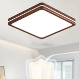 Modern Walnut Square LED Flush Mount Ceiling Light Image - 17