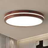 Modern Walnut Square LED Flush Mount Ceiling Light Image - 2