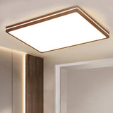 Modern Walnut Square LED Flush Mount Ceiling Light Image - 4