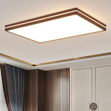 Modern Walnut Square LED Flush Mount Ceiling Light Image - 7