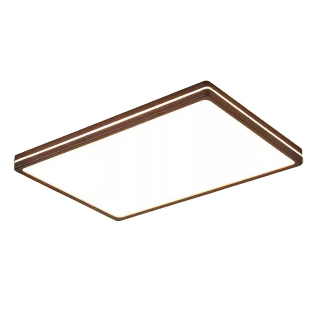 Modern Walnut Square LED Flush Mount Ceiling Light Image - 8