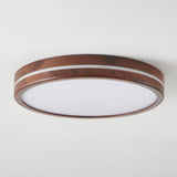 Modern Walnut Square LED Flush Mount Ceiling Light Image - 9