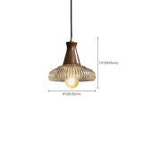 Modern Walnut Wood Clear Glass Bowl Pendant Light #size