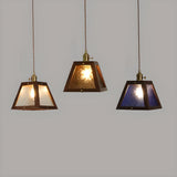 Modern Walnut Wood Geometric Glass Pendant Light Image - 10