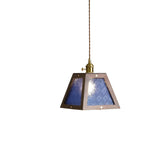 Modern Walnut Wood Geometric Glass Pendant Light Image - 5