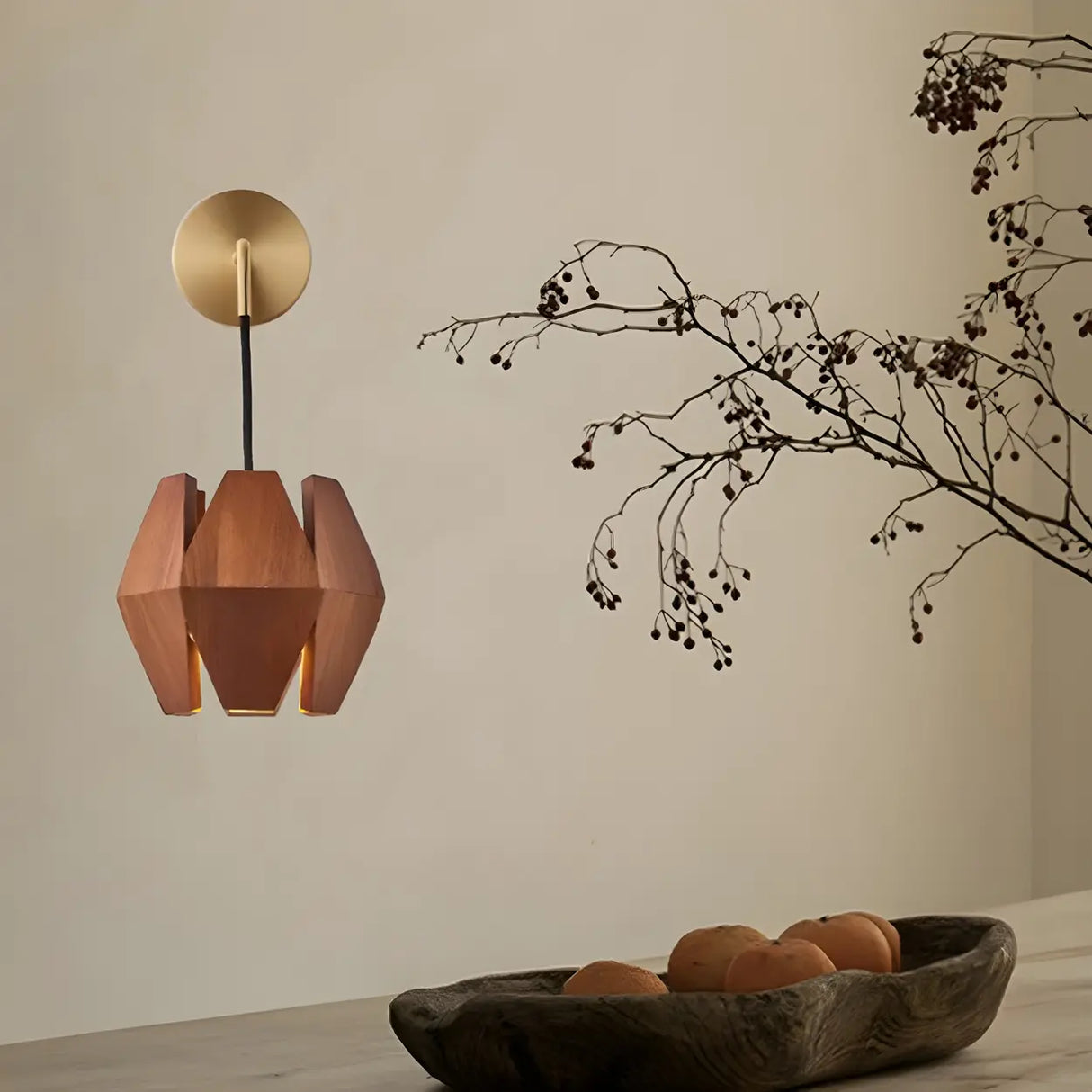 Modern Walnut Wood Geometric Wall Lighting Fixtures Image - 3