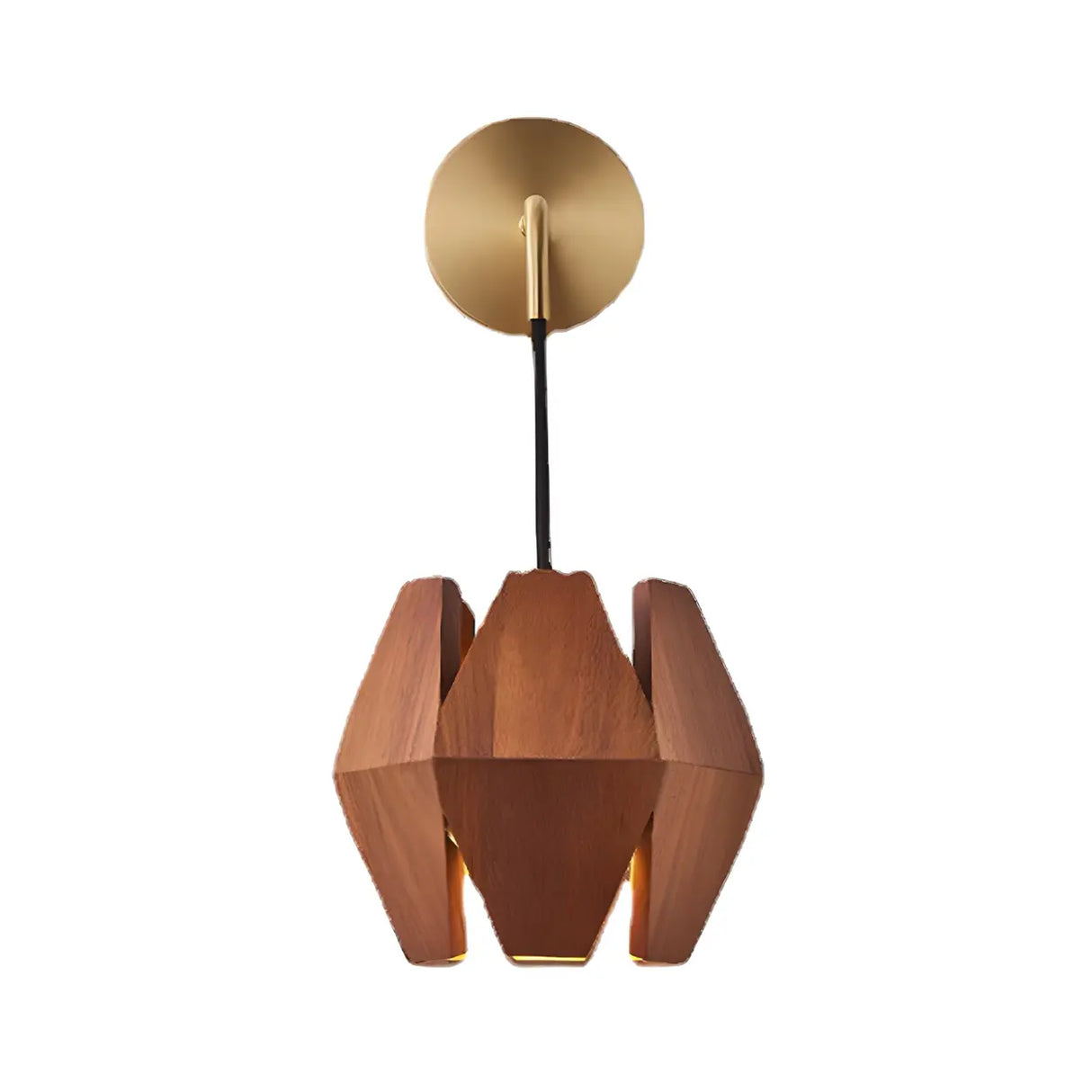 Modern Walnut Wood Geometric Wall Lighting Fixtures Image - 5