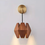 Modern Walnut Wood Geometric Wall Lighting Fixtures Image - 6