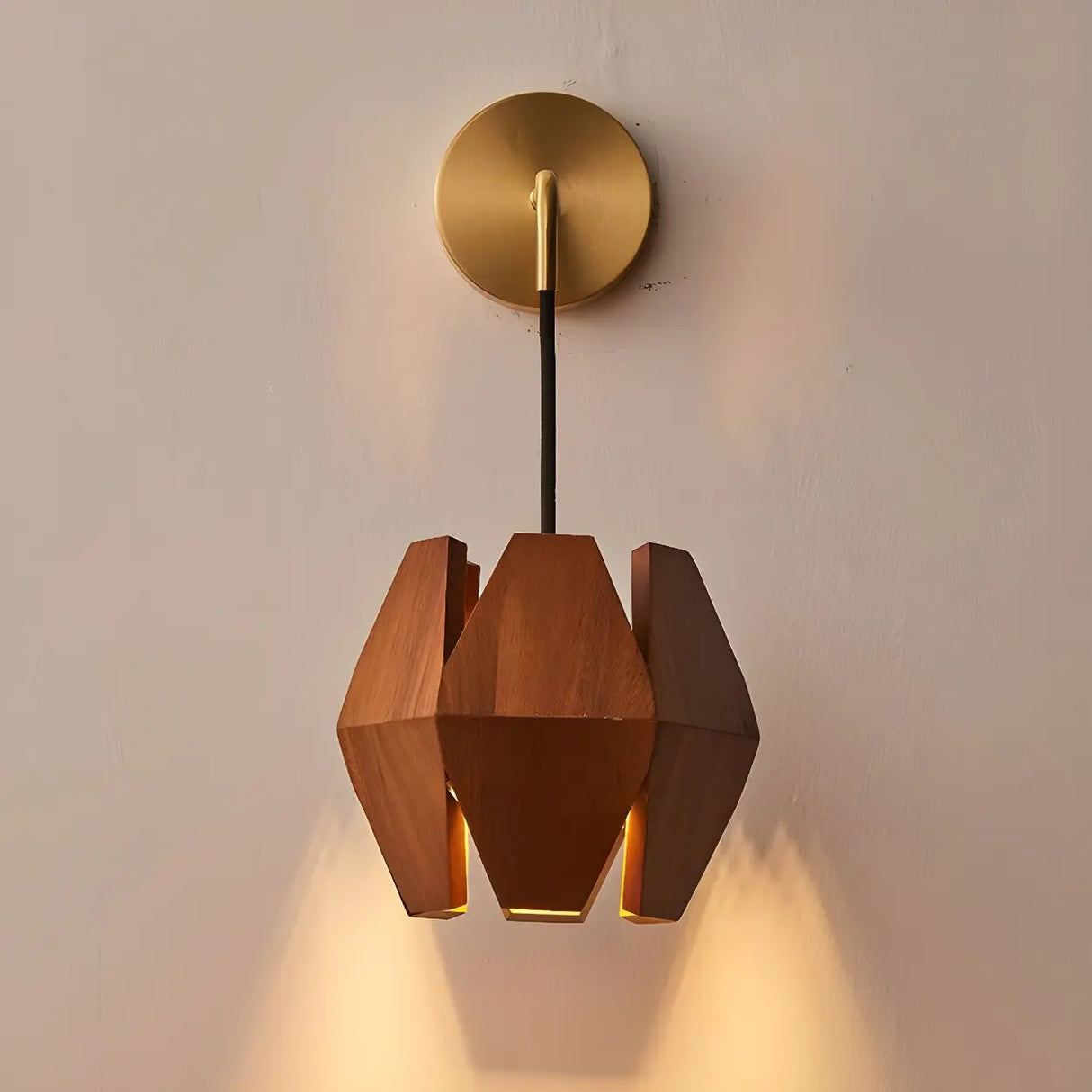 Modern Walnut Wood Geometric Wall Lighting Fixtures Image - 7