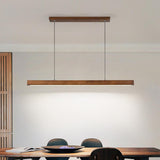 Modern Walnut Wooden Linear Island Hanging Light Image - 1