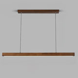 Modern Walnut Wooden Linear Island Hanging Light Image - 11