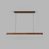 Modern Walnut Wooden Linear Island Hanging Light Image - 9