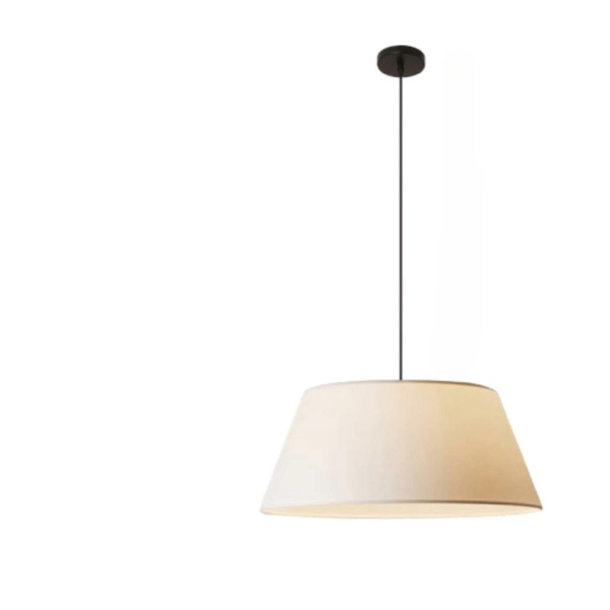 Modern Warm Cylinder Fabric Beige Dining Room Pendant Light Image - 2