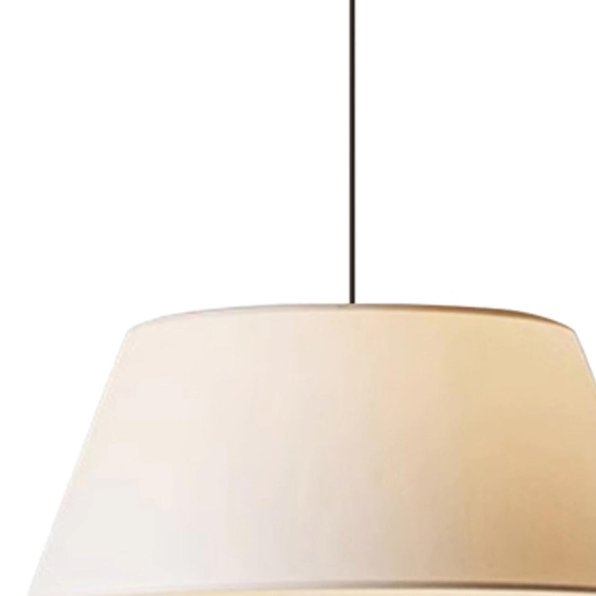 Modern Warm Cylinder Fabric Beige Dining Room Pendant Light Image - 7