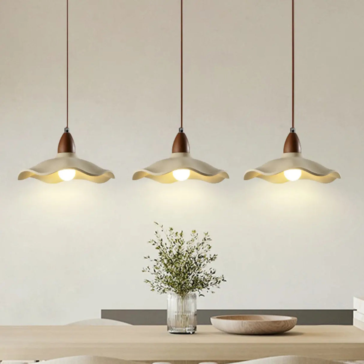 Modern Wave Concrete Grey Bedroom Pendant Lamp Light Image - 6