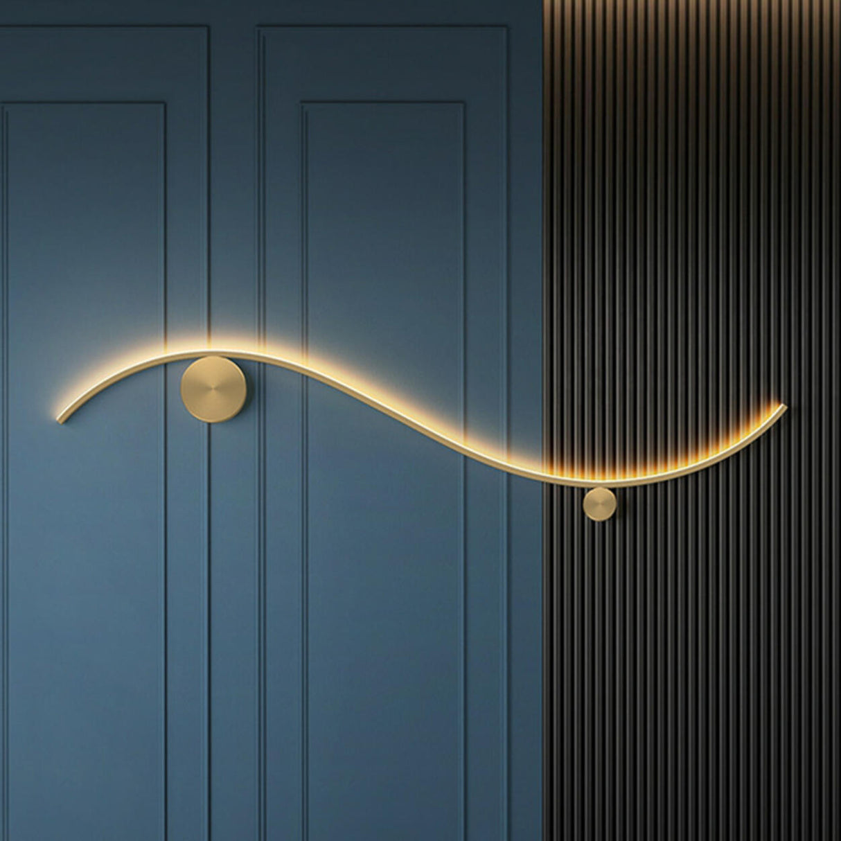 Modern Wave Design Gold LED Wall Sconce Light Image - 16