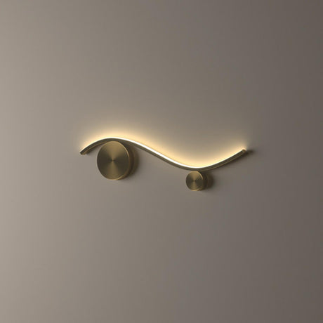 Modern Wave Design Gold LED Wall Sconce Light Image - 2