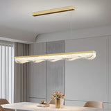 Trendy Gold Rectangular Island LED Pendant Light Image - 12