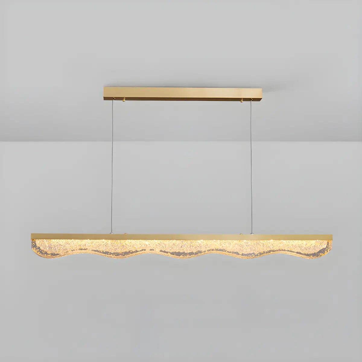 Trendy Gold Rectangular Island LED Pendant Light Image - 7