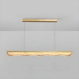 Trendy Gold Rectangular Island LED Pendant Light Image - 7