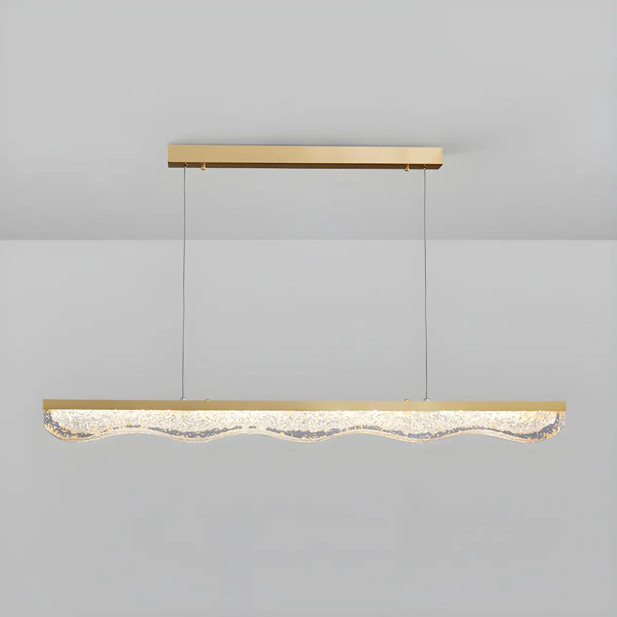 Trendy Gold Rectangular Island LED Pendant Light Image - 8