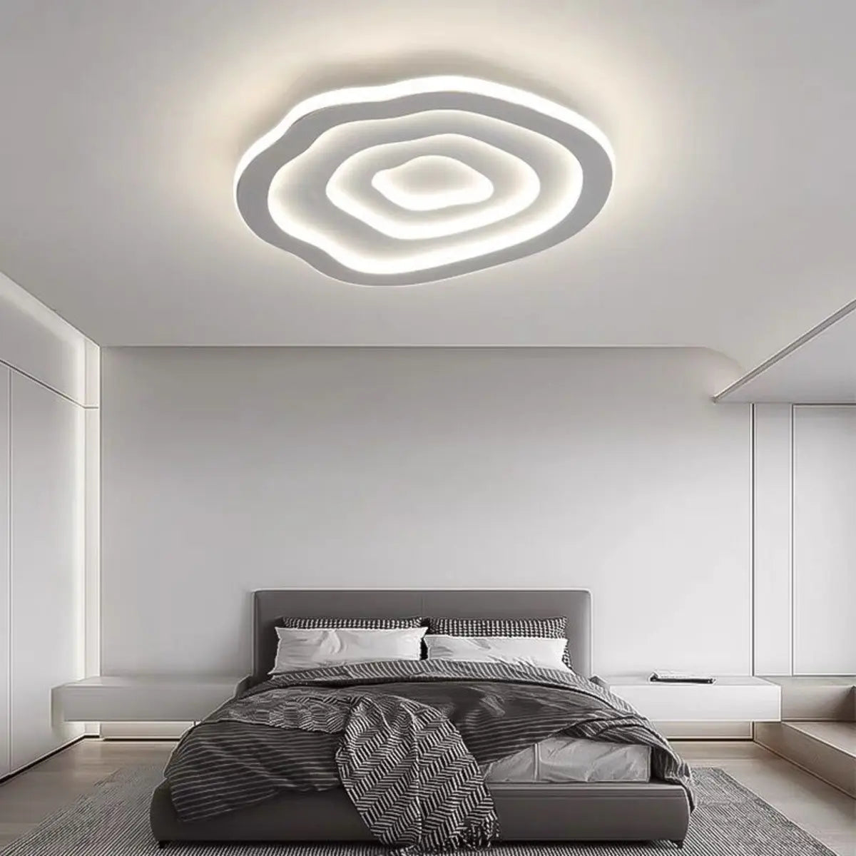 Bedroom Tier Wave White LED Flush Mount Ceiling Light Image - 1