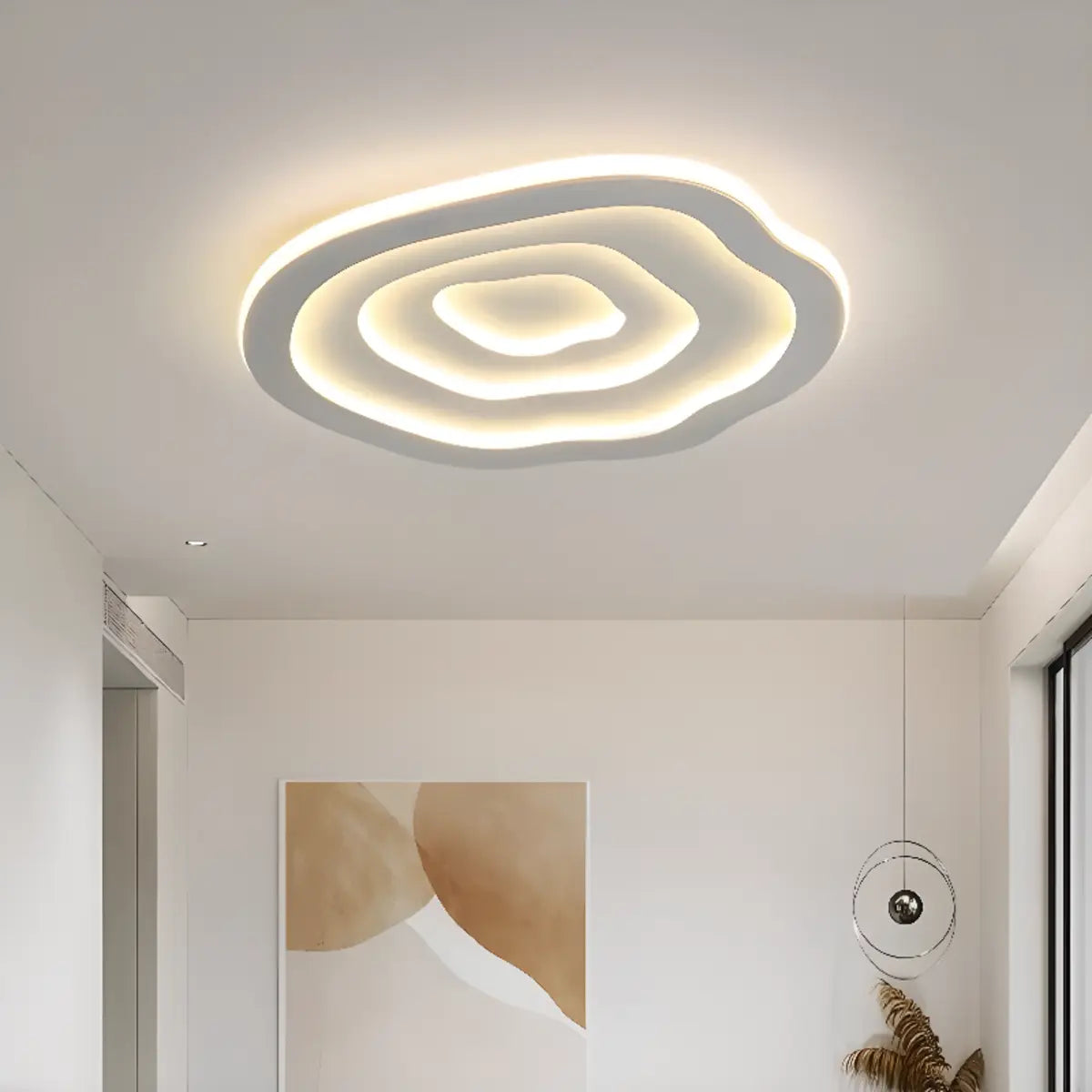 Bedroom Tier Wave White LED Flush Mount Ceiling Light Image - 3