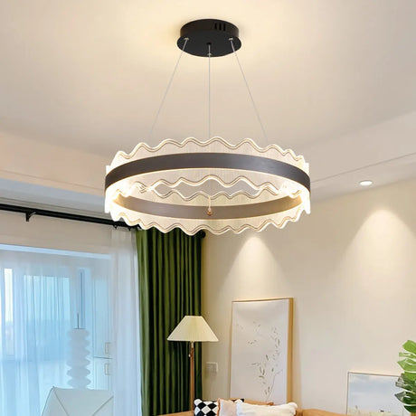 Contemporary Wavy LED Circle Pendant Light Chandelier Image - 1