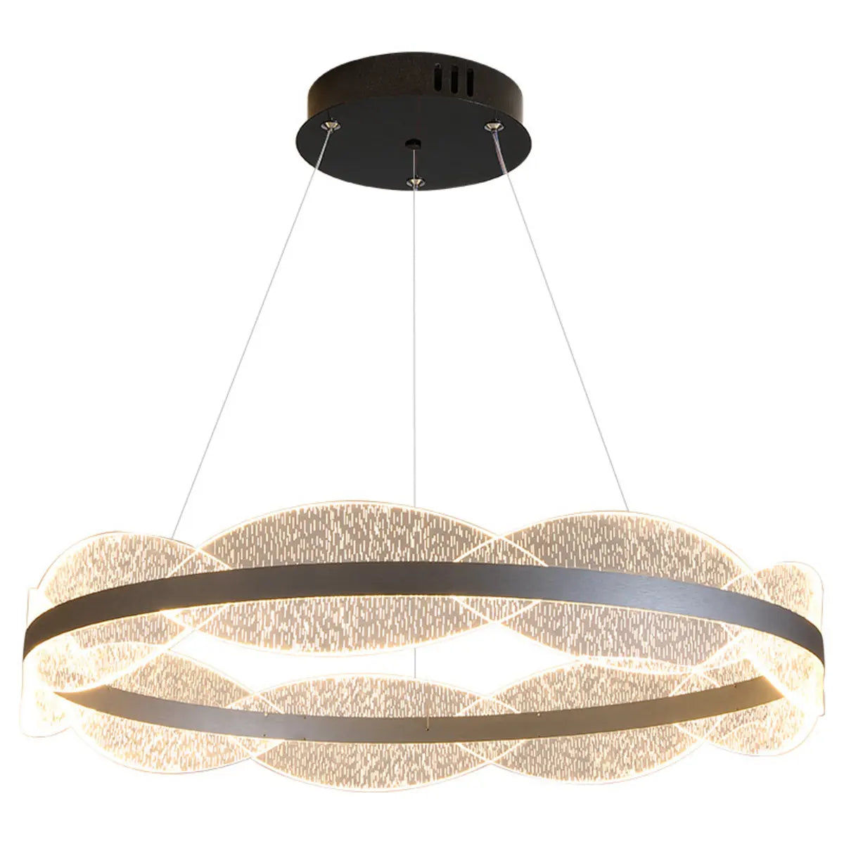 Contemporary Wavy LED Circle Pendant Light Chandelier Image - 10