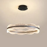 Contemporary Wavy LED Circle Pendant Light Chandelier Image - 12