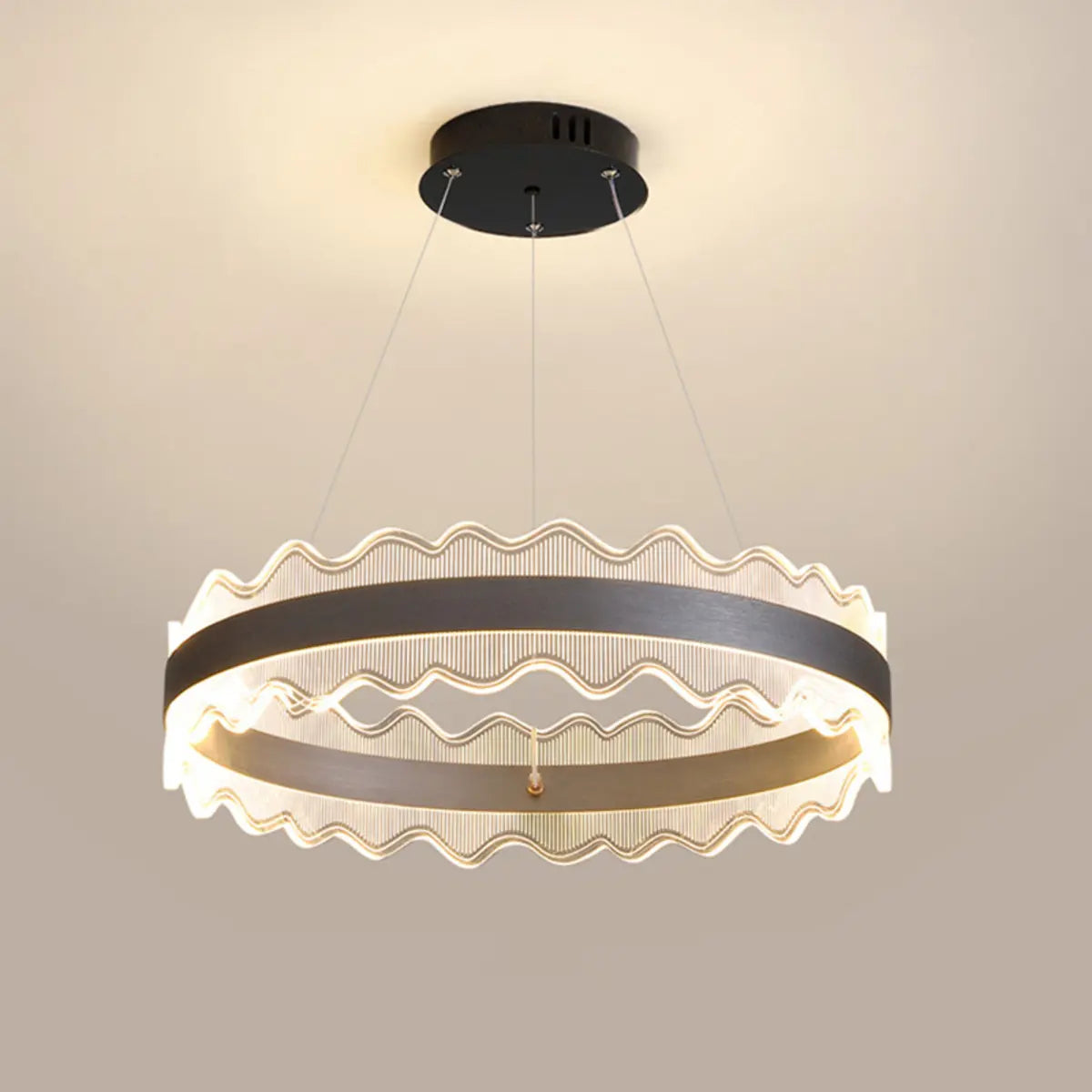 Contemporary Wavy LED Circle Pendant Light Chandelier Image - 13