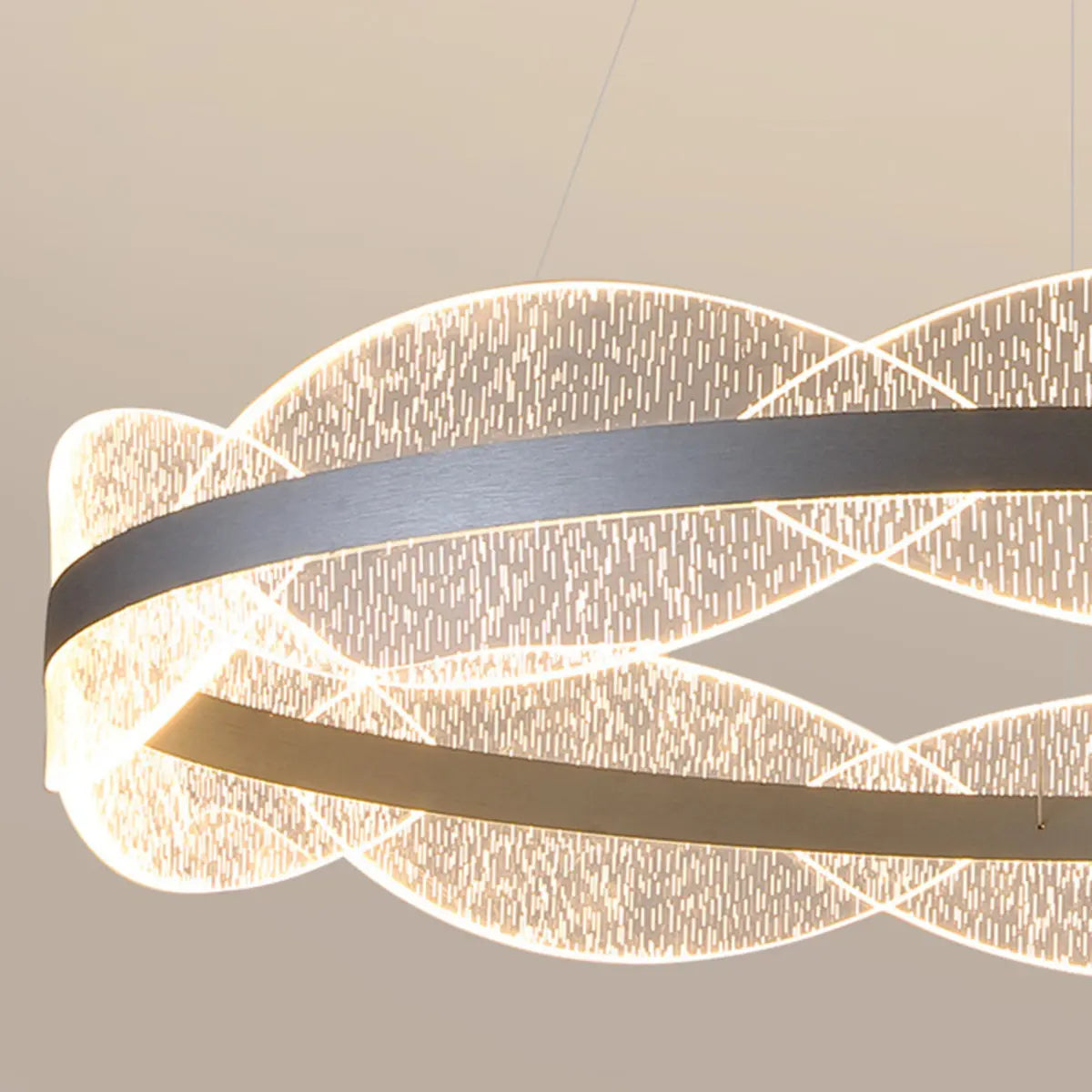 Contemporary Wavy LED Circle Pendant Light Chandelier Image - 15