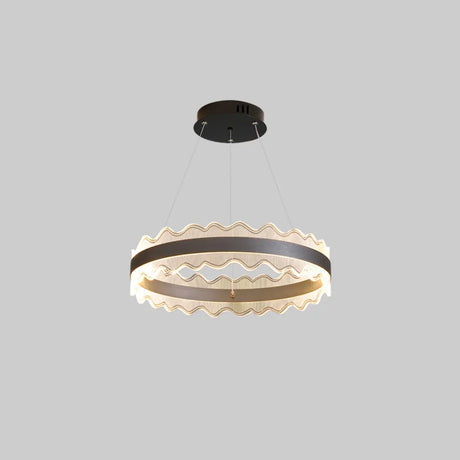 Contemporary Wavy LED Circle Pendant Light Chandelier Image - 2