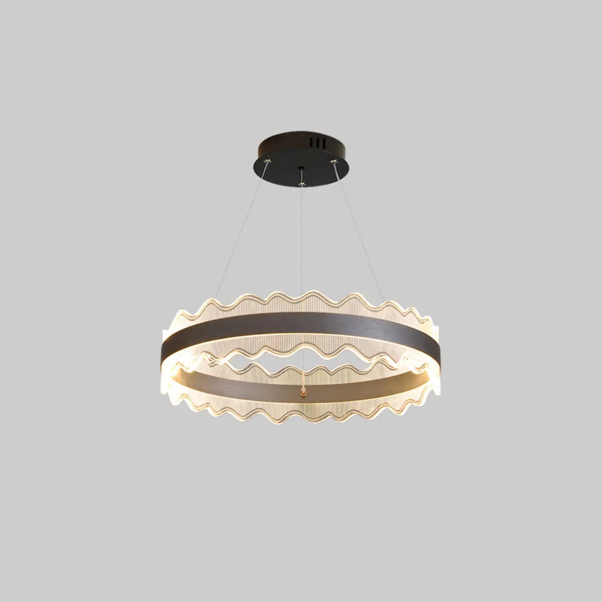 Contemporary Wavy LED Circle Pendant Light Chandelier Image - 4