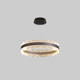 Contemporary Wavy LED Circle Pendant Light Chandelier Image - 5