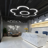 Modern Wave LED Metal Ceiling Light Office Black Chandelier Image - 4